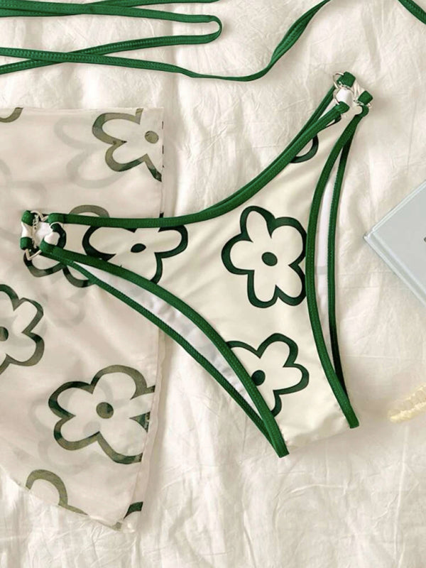 Floral Print 3 Piece Bikini Set: The Perfect Swimwear for a Stylish Summer Bikini Set - Chuzko Women Clothing
