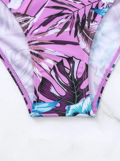 Exotic Tropical 2-Piece Bikini Set: Push-Up Bra, Tummy Control High Waist Bikini Set - Chuzko Women Clothing