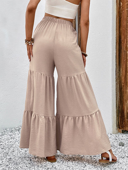 Drawstring Culottes - Tiered Casual Trousers Pants Trousers - Chuzko Women Clothing