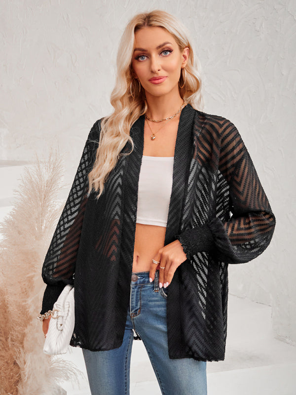 Stay Chic and Cozy with the Women's Sheer Cardigan - Shop Now! Top - Chuzko Women Clothing