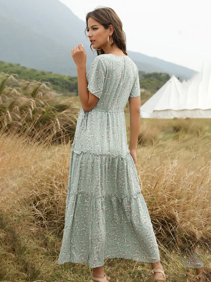 Vacation Perfection: Feel the Magic in our Romantic Floral Maxi Dress Dress - Chuzko Women Clothing