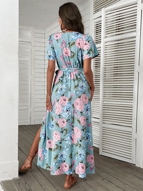 Time to Shine: Get the Vacay Floral Maxi Dress with High Slit Today! Maxi Dresses - Chuzko Women Clothing