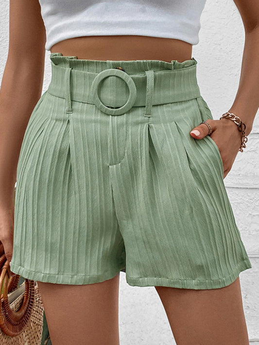 Be the Trendsetter: Women's Paperbag Waist Belted Shorts with Pockets Shorts - Chuzko Women Clothing
