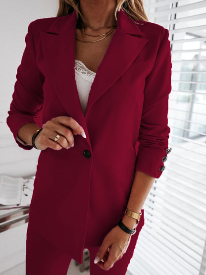 Women's Blazer Office Attire: Single-Breasted Suit Jacket Blazers - Chuzko Women Clothing