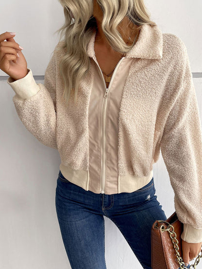 Trendy Zipper Luxe Fur Cardigan: Women's Winter Plush Sweater Cardigans - Chuzko Women Clothing