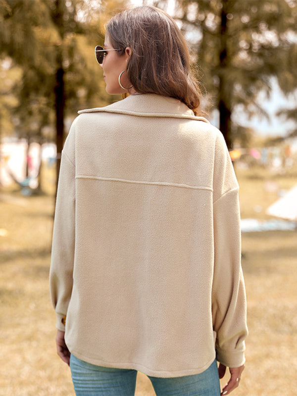 Comfy Fall Winter Shirt Jacket - Polar Shacket Polar Jackets - Chuzko Women Clothing