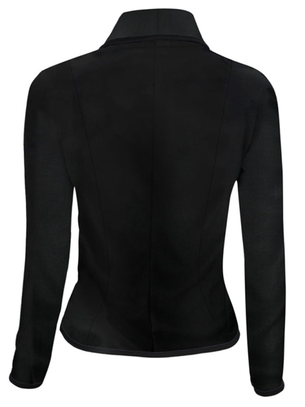 Casual Women's Cotton Short Blazer with Shawl Lapels & Long Sleeves Blazers - Chuzko Women Clothing