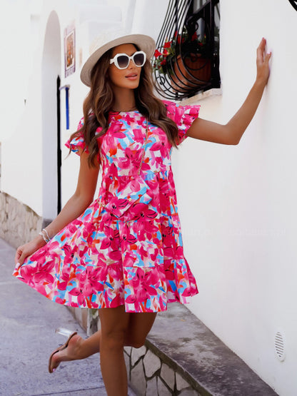 Women's Floral Tiered Ruffle Dress - Perfect For All Occasions! Dresses - Chuzko Women Clothing