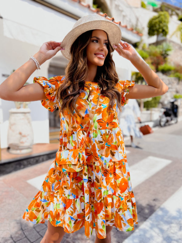Women's Floral Tiered Ruffle Dress - Perfect For All Occasions! Dresses - Chuzko Women Clothing