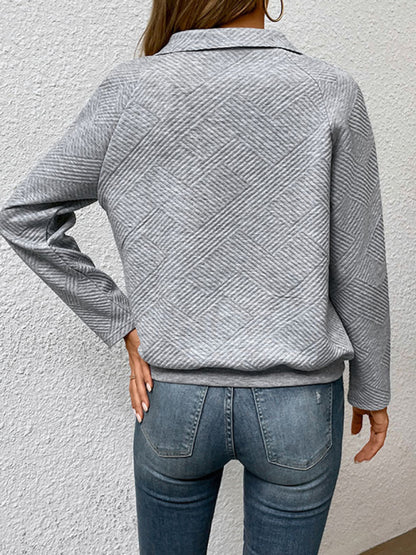 Chevron Raglan Sleeve Sweatshirt - Pullover with Kangaroo Pockets Sweatshirts - Chuzko Women Clothing