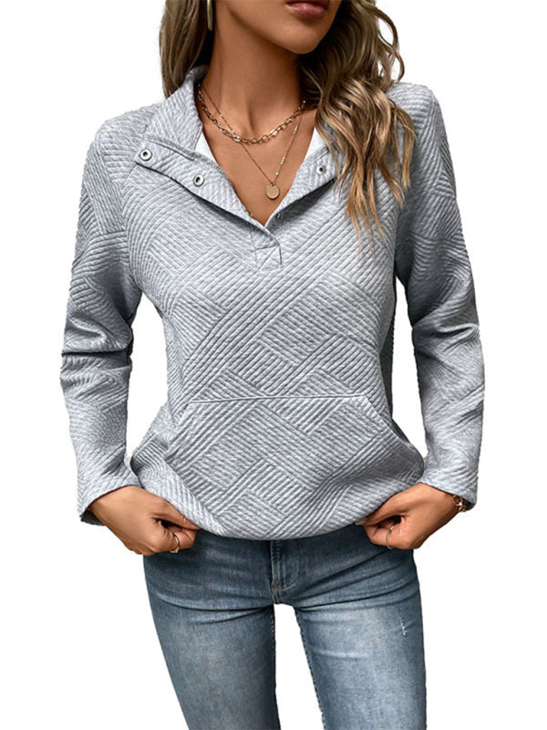 Chevron Raglan Sleeve Sweatshirt - Pullover with Kangaroo Pockets Sweatshirts - Chuzko Women Clothing