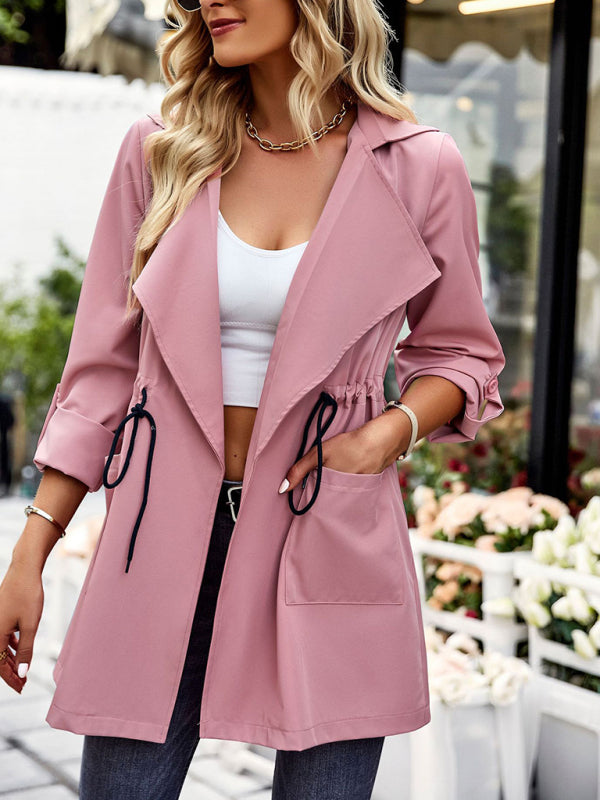 Fall-Winter Essential Cardigan Roll-Up Sleeve Blazer - Adjustable Coat Cardigan Blazers - Chuzko Women Clothing