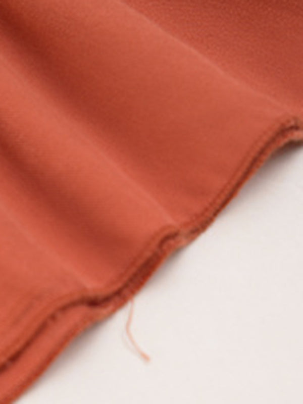 Solid Flared Sleeve Ruffle Hem Smocked Waist Midi Dress Midi Dresses - Chuzko Women Clothing