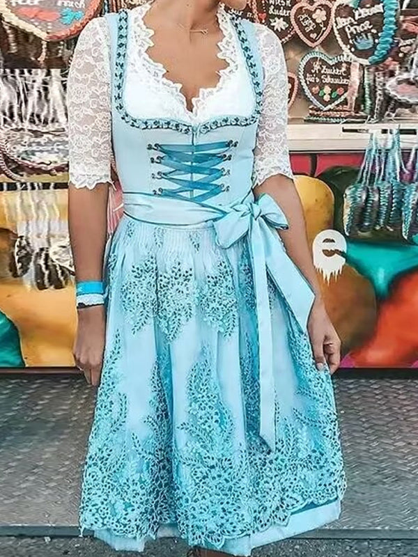 Bavaria Maid Dirndl Dress - Oktoberfest Costume Oktoberfest Cosplay - Chuzko Women Clothing