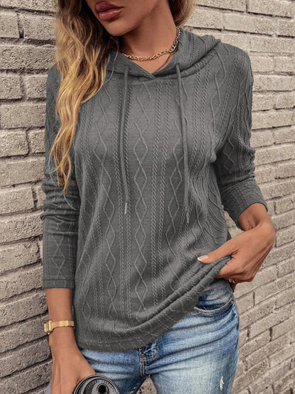 Light Cable Knit Hoodie Hoodies - Chuzko Women Clothing