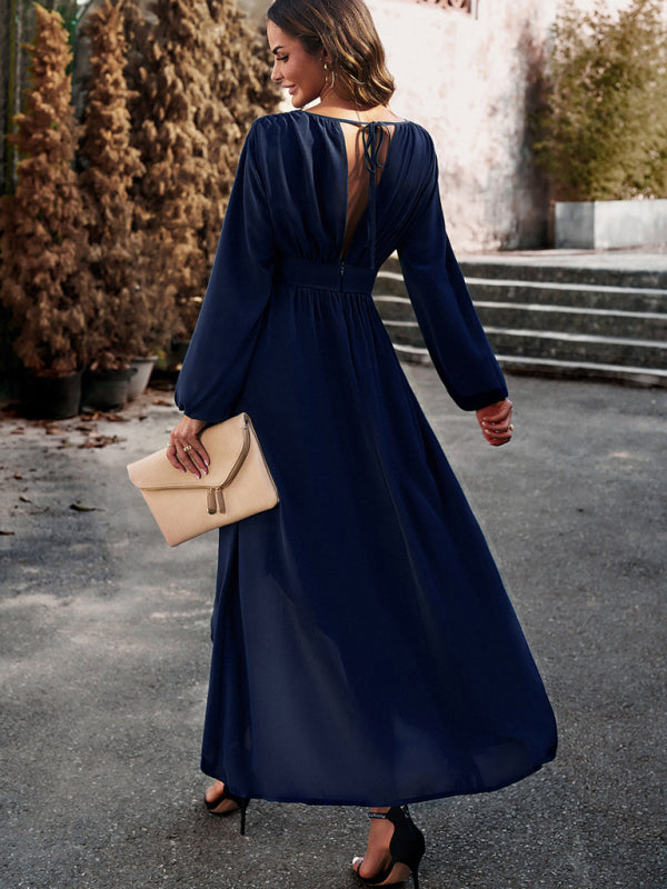 Elegant Long Sleeve High-Low Dress Party Dresses - Chuzko Women Clothing