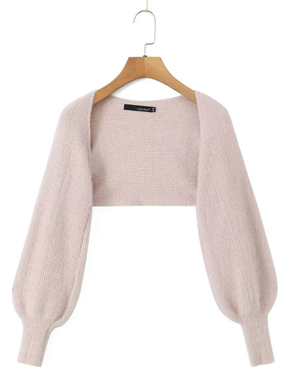 Wool Long Sleeve Bolero and Tube Top Knitwear - Chuzko Women Clothing