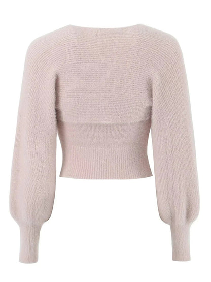 Wool Long Sleeve Bolero and Tube Top Knitwear - Chuzko Women Clothing