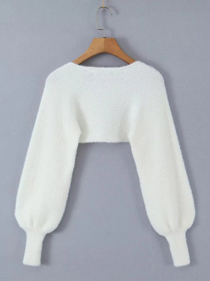 Wool Long Sleeve Bolero and Tube Top Knitwear - Chuzko Women Clothing