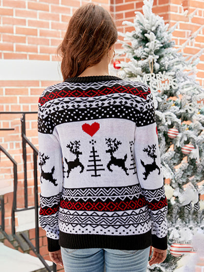 Christmas Rudolph Snowflake Knit Sweater Christmas Sweaters - Chuzko Women Clothing