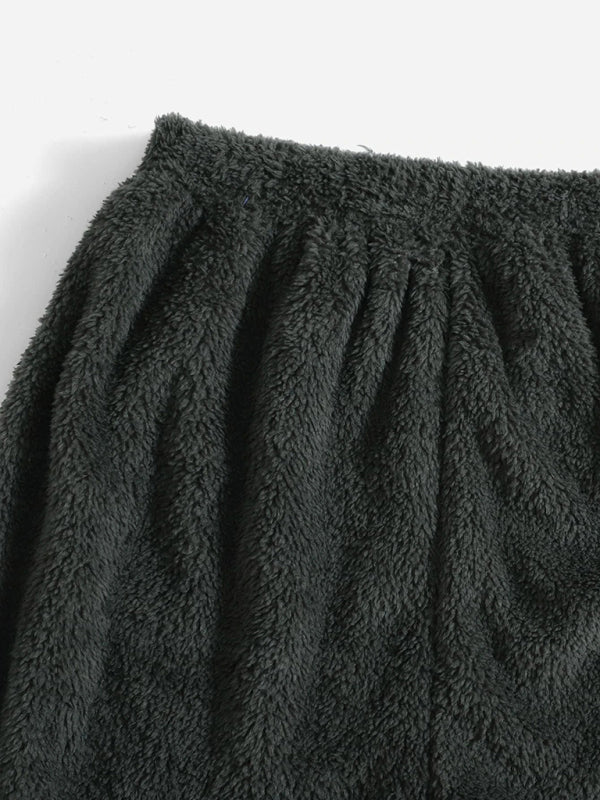 Fluffy Lounge Outfit Plush Crop Tank Top + Pants Lounge Set - Chuzko Women Clothing