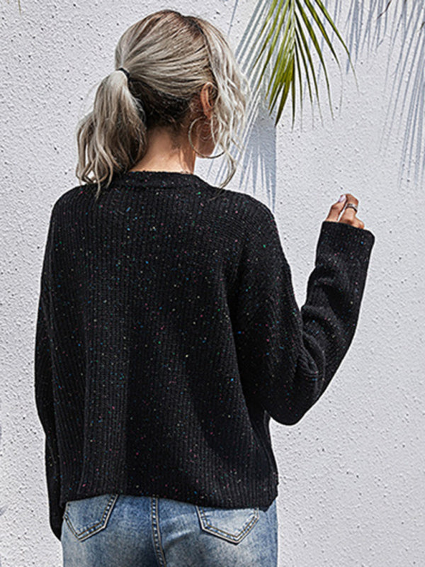 Festive Fall Sparkly Knit Cardigan Sweater for Autumn Sweater Cardigans - Chuzko Women Clothing