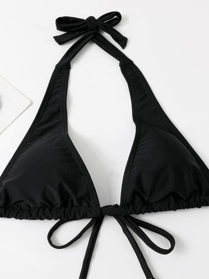 2 Piece Bikini Tie-Side Bottoms and Halter Bra Bikini Swimwear - Chuzko Women Clothing