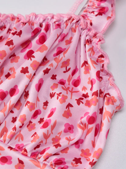 Floral Summer Frill Cami Midi Dress Cami Dresses - Chuzko Women Clothing