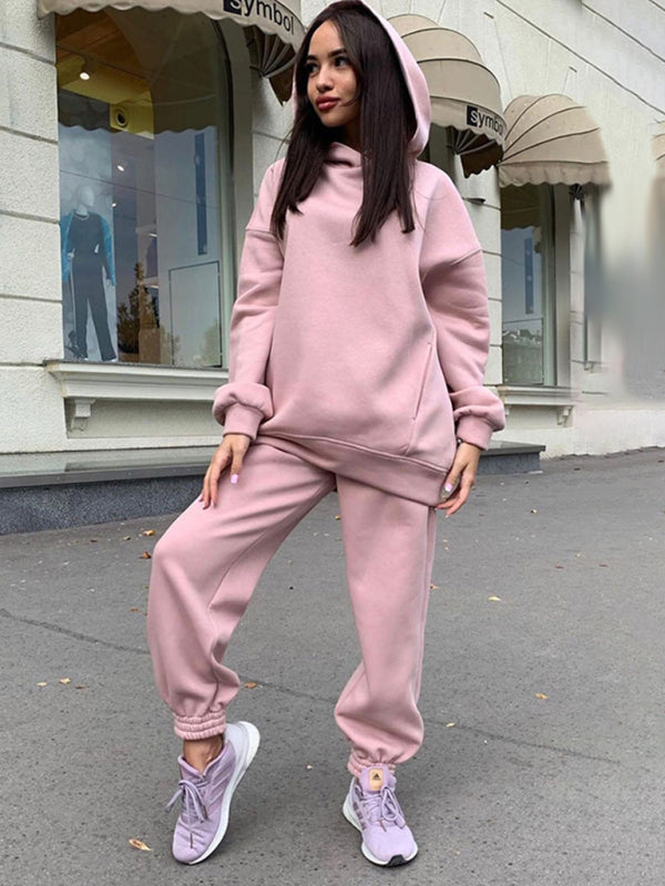 Sporty Style Hoodie and Jogger Sweat Sui Jogging sets - Chuzko Women Clothing