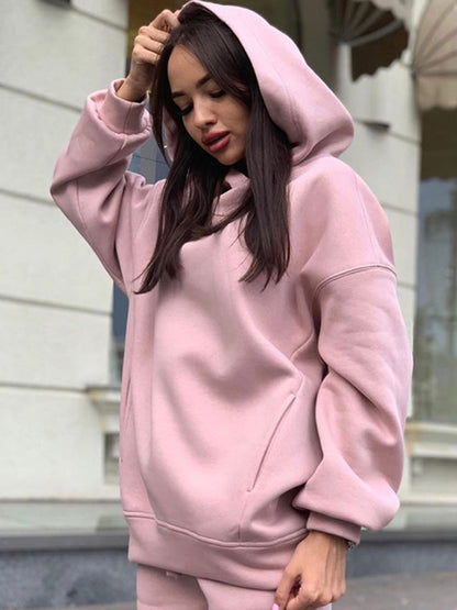 Sporty Style Hoodie and Jogger Sweat Sui Jogging sets - Chuzko Women Clothing