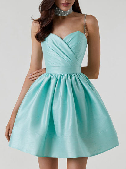 Elegant Sweetheart Bedazzled Straps Princess Mini Dress Elegant Dresses - Chuzko Women Clothing
