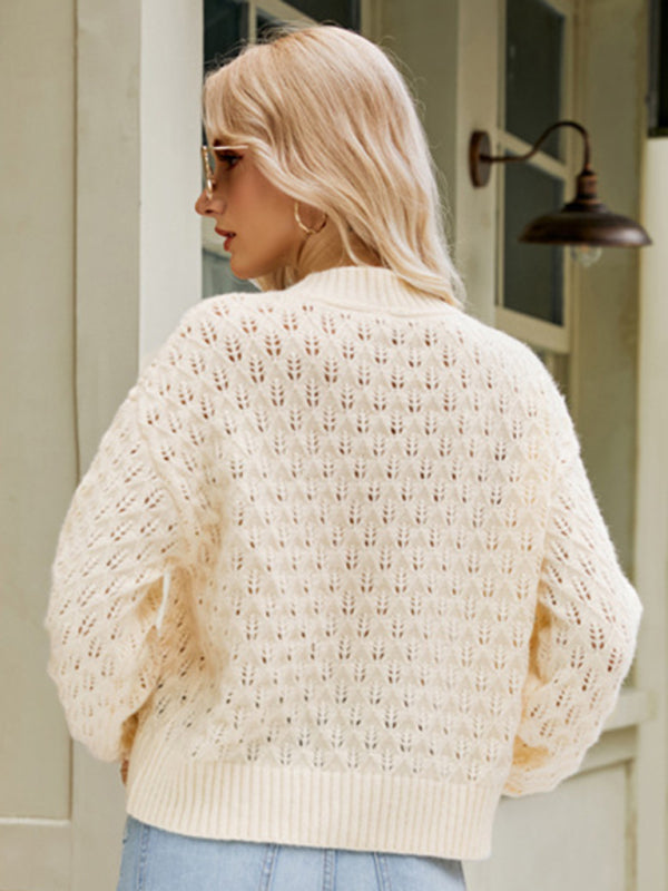 Cozy Oversized Openwork Knit Sweater for Autumn-Winter | Trendy Comfort Sweater Sweaters - Chuzko Women Clothing