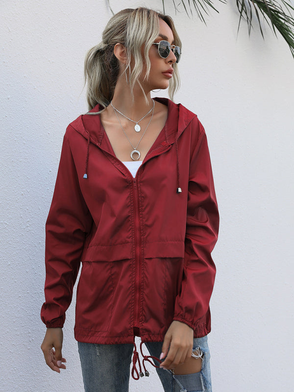 Outdoor Rainwear Hooded Rain Zip-Up Jacket for Hikers Raincoats - Chuzko Women Clothing