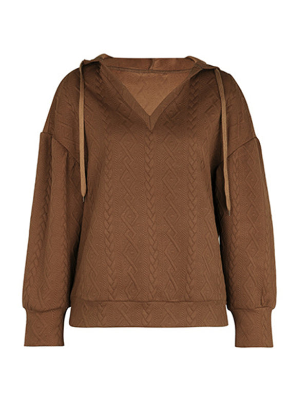 Autumn Cable Knit Hoodie Sweatshirt Hoodies - Chuzko Women Clothing