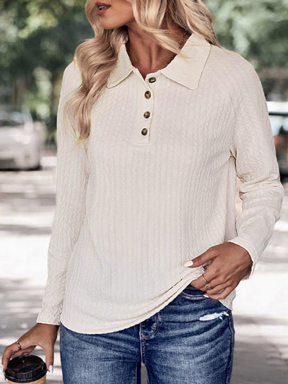 Business Casual Knit Collared Sweater Top Sweaters - Chuzko Women Clothing