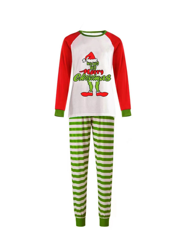 Mom's Christmas Grinch Pajama Set with Long Sleeve Tee and Pants Xmas Pajamas - Chuzko Women Clothing