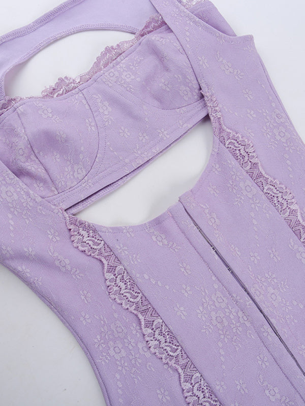Elegant Lace Bustier Bandage Mini Dress Bodycon Dresses - Chuzko Women Clothing