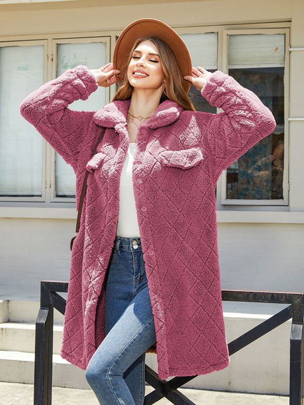 Winter Cozy Fluffy Fleece Mid-Length Coat for Women Coats - Chuzko Women Clothing