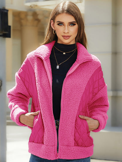 Women's Teddy Bear Winter Fluffy Plush Quilted Jacket Quilted Jackets - Chuzko Women Clothing
