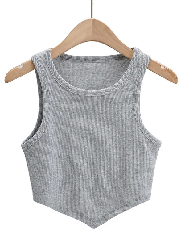 Stretchy Crop Tank in Cotton Blend Crop Tops - Chuzko Women Clothing