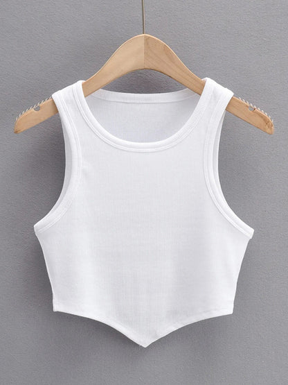 Stretchy Crop Tank in Cotton Blend Crop Tops - Chuzko Women Clothing