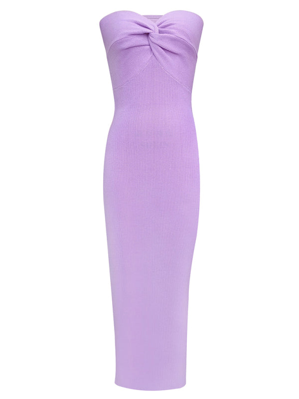 Mermaid-Inspired Knit Strapless Tube Maxi Dress Knit Dresses - Chuzko Women Clothing