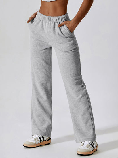 Pure Comfort Duo 2-Piece Solid Cotton Sporty Tracksuit Sweatpants and Crop Top Set Sport Outfits - Chuzko Women Clothing