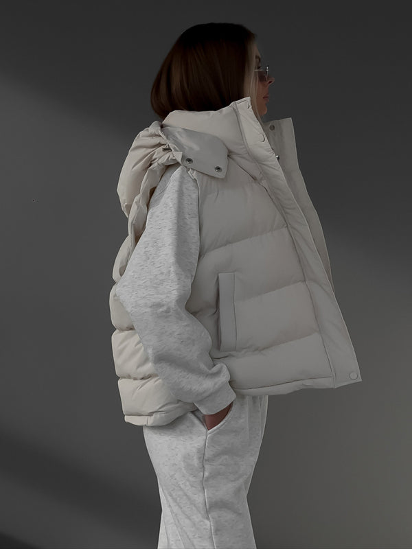 Winter Waistcoat Vest with Detachable Hoodie Puffer Waistcoat - Chuzko Women Clothing