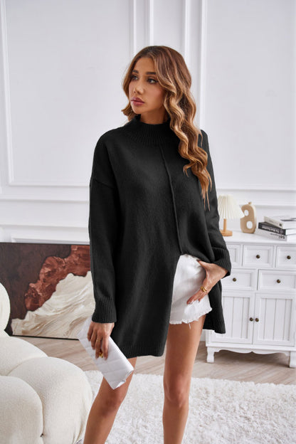 Cozy Knitted High Neck Sweater for Chilly Days Sweaters - Chuzko Women Clothing