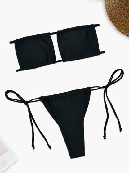 Brazilian Swimwear Bikini, Wireless Tube Bra, and Playful Tie-Side Thongs Swimwear - Chuzko Women Clothing