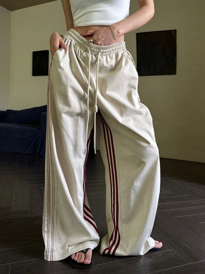 Lounge Wide-Leg Pants with Sporty Side Stripes for Casual Outings Pants - Chuzko Women Clothing