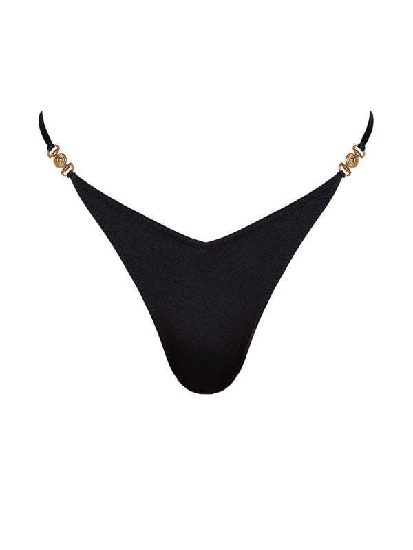 2-Piece Solid Brazilian Bikini Set with Wireless Bra and Thong Swimwear - Chuzko Women Clothing