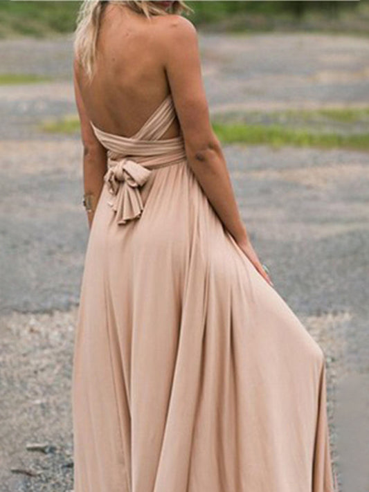 Event-Ready Glamour Elegant Backless Maxi Midi Dress with Customizable Straps Cocktail Dresses - Chuzko Women Clothing