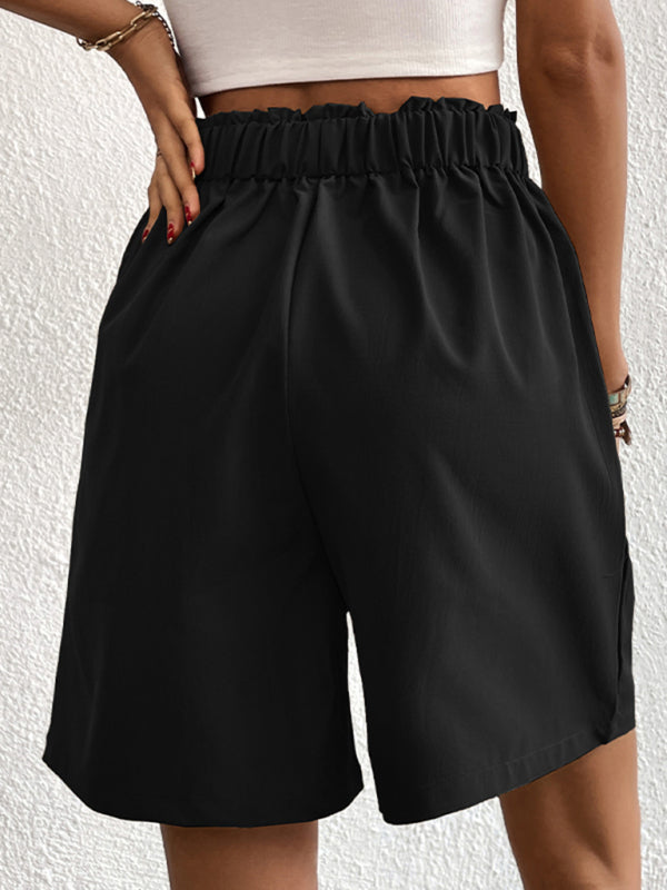 Pleated Shorts- Women's Loose Fit Pleated Shorts with Pockets- - Chuzko Women Clothing